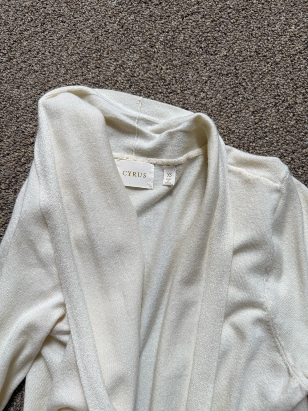 Cyrus Off-White Knit Open-Front Wrap Cardigan